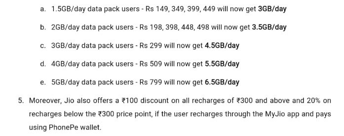 sanjaybafna's tweet photo. In response to the latest offer by #Airtel, Reliance #Jio will now provide 1.5GB/day additional 4G data to everyone using Jio SIM and who recharges with any daily-recurring data pack.
After the above tariff revision or extra data offer, Jio users will get More Data as below https://t.co/G1cH0iHHCN
