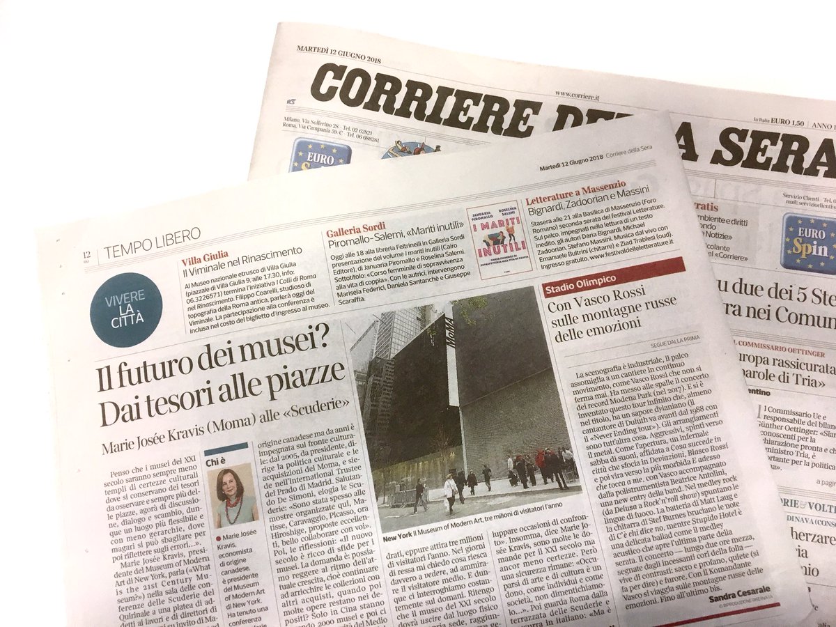 ALES-SpA (@ales_spa) on Twitter photo I musei del XXI sec come agorà di discussione, dialogo e scambio: il Pres <a href="/MuseumModernArt/">MoMA The Museum of Modern Art</a> Maria Josée Kravis parla a <a href="/Scuderie/">Scuderie del Quirinale</a> su invito del Pres Mario De Simoni, sempre più impegnato nel processo di internazionalizzazione del prestigioso spazio espositivo - via <a href="/Corriere/">Corriere della Sera</a> I musei del XXI sec come agorà di discussione, dialogo e scambio: il Pres <a href="/MuseumModernArt/">MoMA The Museum of Modern Art</a> Maria Josée Kravis parla a <a href="/Scuderie/">Scuderie del Quirinale</a> su invito del Pres Mario De Simoni, sempre più impegnato nel processo di internazionalizzazione del prestigioso spazio espositivo - via <a href="/Corriere/">Corriere della Sera</a>