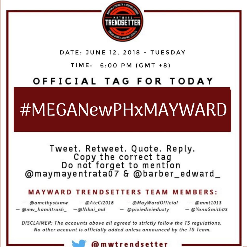 mwtrendsetter's tweet photo. Here's our official tag for MayWard:

#MEGANewPHxMAYWARD 

Tweet▪Retweet▪Quote▪Reply

@maymayentrata07 @Barber_Edward_ https://t.co/4bB9lLZWxS