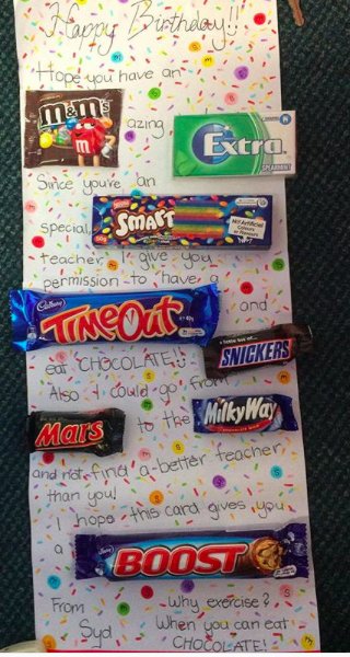 Scored this birthday surprise from a student of mine yesterday.  Cured my Mondayitis #chocolate #TeacherLife <a href="/WeAreTeachers/">We Are Teachers</a> <a href="/TeachPrimary/">Teach Primary</a>