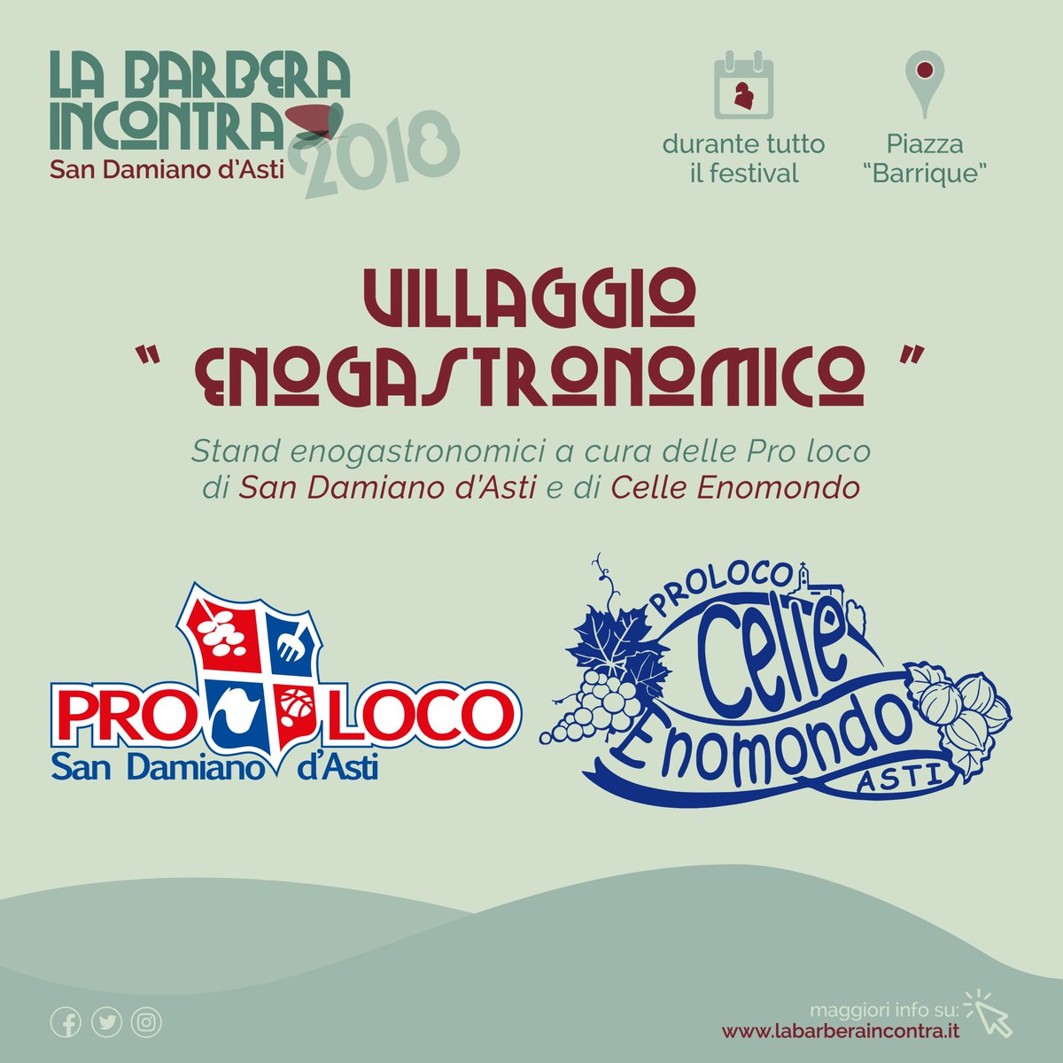 BarberaIncontra's tweet photo. #LaBarberaIncontra nel VILLAGGIO ENOGASTRONOMICO

Durante tutto il festival Piazza "Barrique" ospiterà la Proloco di San Damiano e Celle Enomondo 🍝🍰☕

Vuoi scoprire i menù proposti e altre curiosità sulla cucina, visita il sito: 
➡️ https://t.co/nKWiPND3MX ⬅️

-4!!! 🎉 https://t.co/ysGfyOvkWi