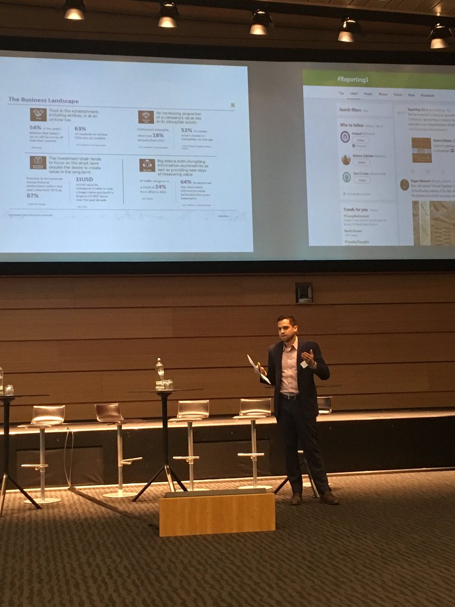 AlasdairMarks's tweet photo. 52% of company market value based on intangibles that don’t appear on the balance sheet. We need to move from capitalism to multi-capitalism @reporting3org conference #sustainability #reporting3 #integratedreporting https://t.co/wTCNUejWdX