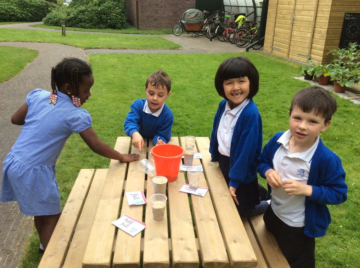 BSNMaths's tweet photo. Year 1 learning how to use the vocabulary of capacity in the outdoor classroom #JSVY1 @BSNMaths https://t.co/YEJRvpjt0R