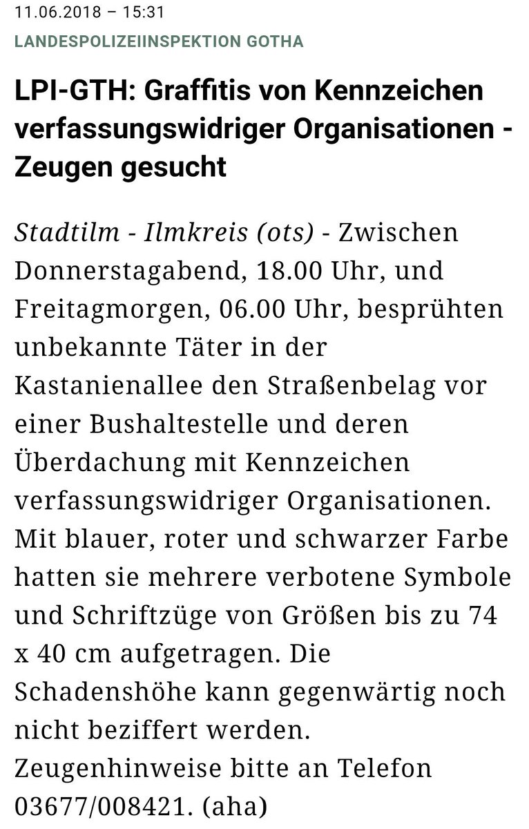 LCBendtner's tweet photo. #Stadtilm (Ilm-Kreis): Mehrere verfassungswidrige Symbole gesprüht. https://t.co/xLldR1aaEC