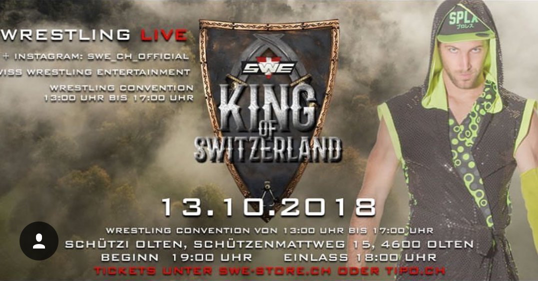 AngelicoTeam's tweet photo. #Angelico defends  "#KingOfSwitzerland" 🏆he won vs #MattCross! Will Matt be his challenger on 13Oct18 #KOS5 in #Olten? Or will it be #WillOsprey or another famous #wrestler? Show &amp; pre-show #wrestling convention tix (https://t.co/kaIU9zZ2WR). Details 
(https://t.co/a4pgjPAWN5). https://t.co/fq8h5hP1EO