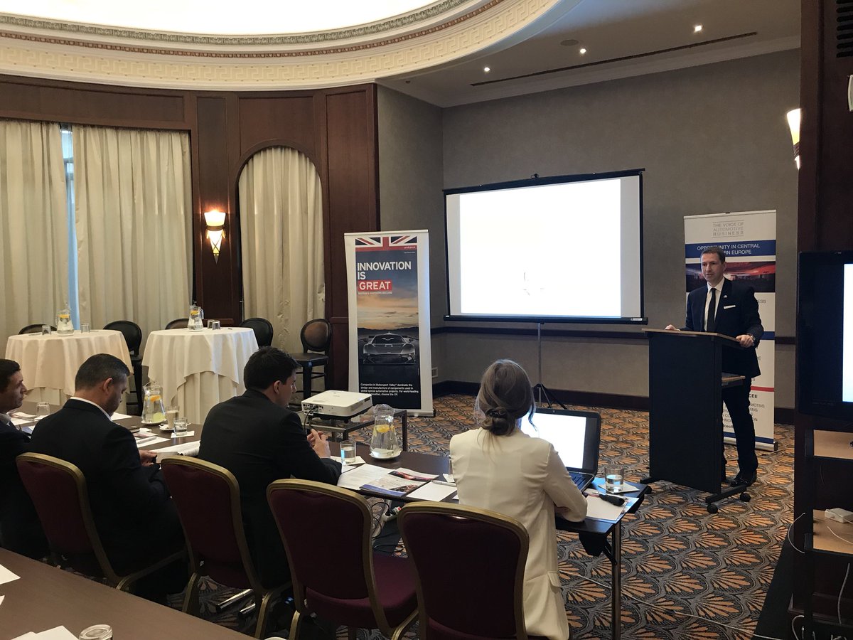 wendystunt's tweet image. Welcoming address by @AndyGarthUK "Slovakia is one of the fastest growing economies in Europe" @thevoiceofauto Trade Mission @BritChamSK #vobevent