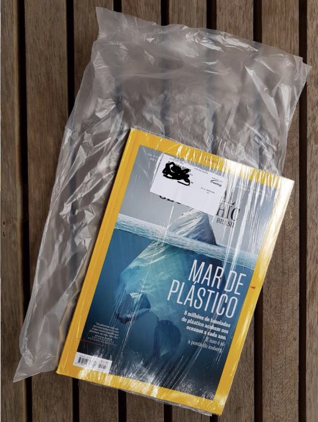 theYEScats's tweet photo. @natgeo Magazine about the danger of plastic inside a plastic bag inside a plastic bag... https://t.co/9cQXqxINW2