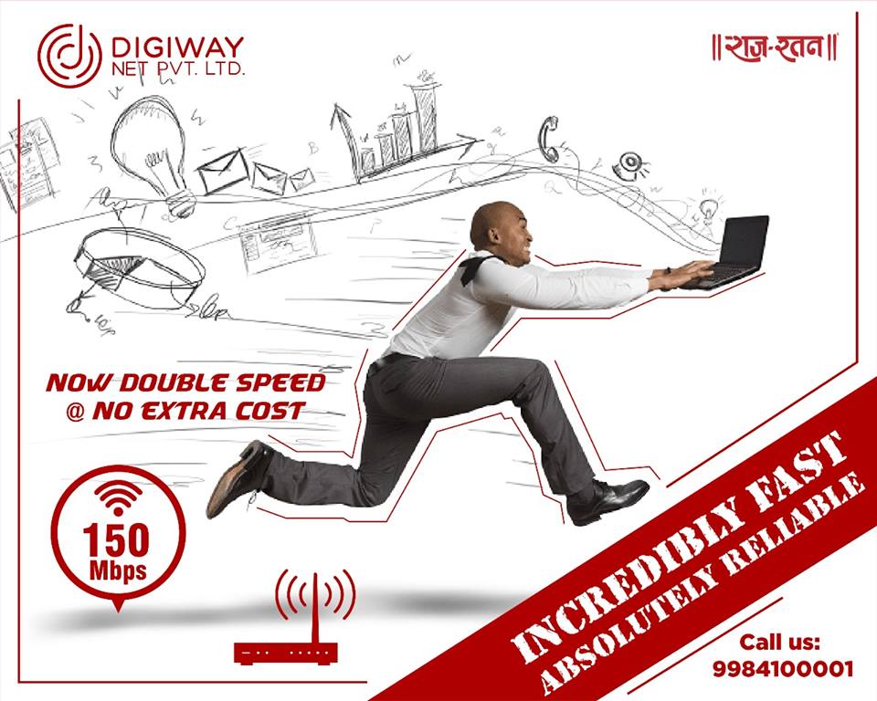 DigiwayNet's tweet photo. NOW DOUBLE SPEED @ NO EXTRA COST

150 Mbps .... Incredibly Fast Absolutely Reliable 

Improve Your Web Experience ... Unlimited Downloading

Gear up for the fastest internet experience, with Digiway Net Broadband’s new 150 Mbps plan!
Call :- 9984100001
https://t.co/PvJqoOjCrp https://t.co/E7TjIZF66c