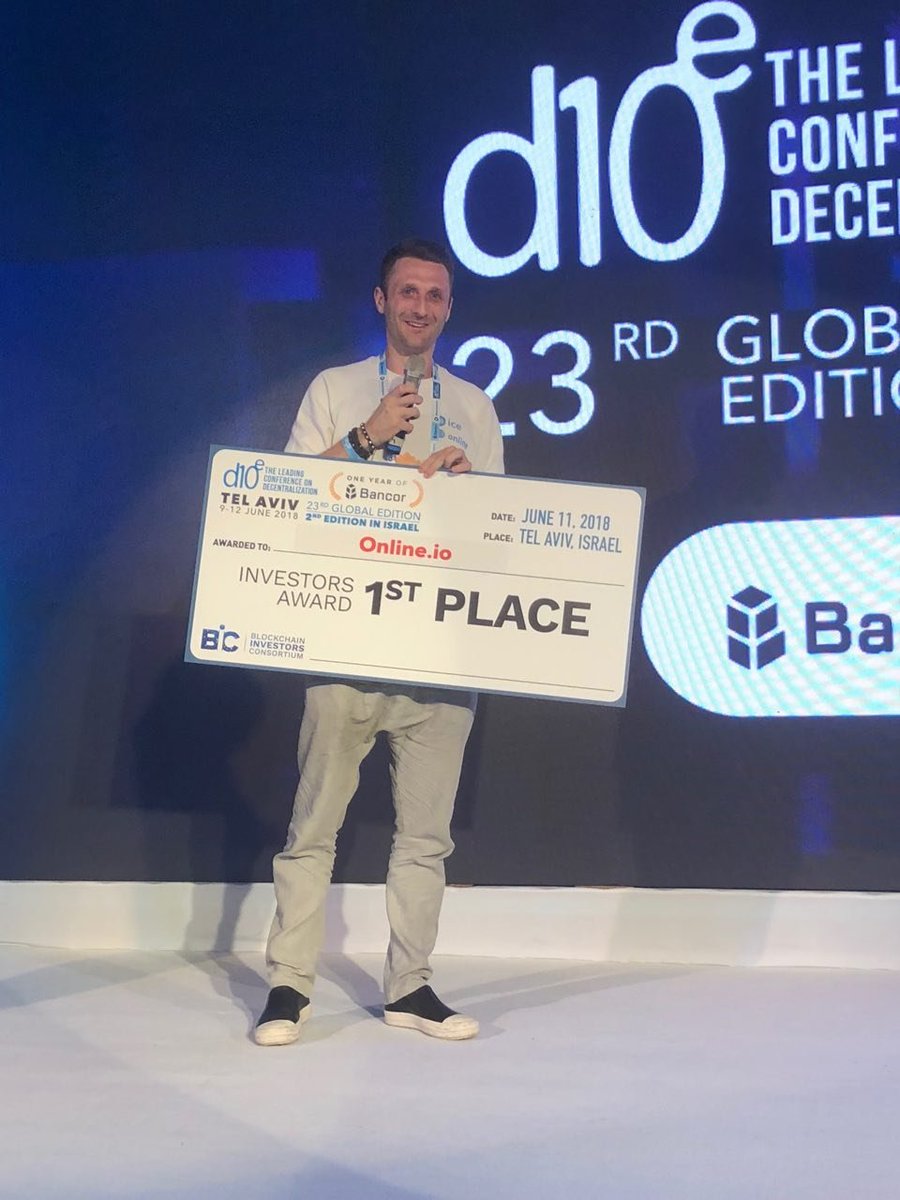 Online_OIO's tweet photo. Thank you everyone for your support! We are pleased to have won 1st place at #d10e in #TelAviv today. Thank you for a great event @d10e_conference! https://t.co/X54SI4cIrl