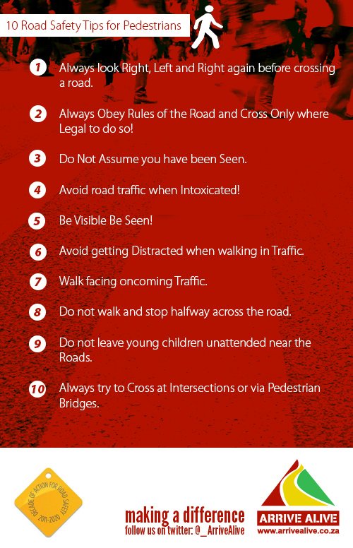 Pedestrian road safety advice from the RSA.