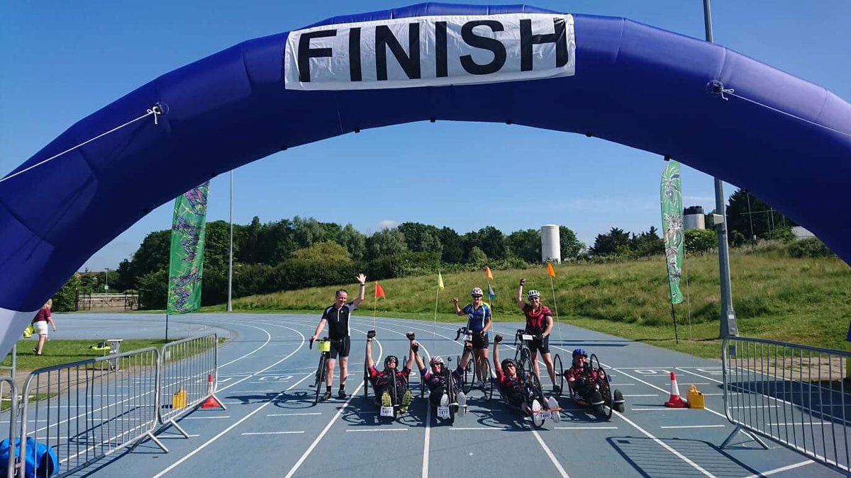 A pic from the #TourDeVale at the weekend. A great #sportive for the calendar next year. 3 routes of varying length/difficulty. Well done to these 100km route finishers especially Craig and David, #handcyclists on the right, have only been road #cycling for a few weeks.