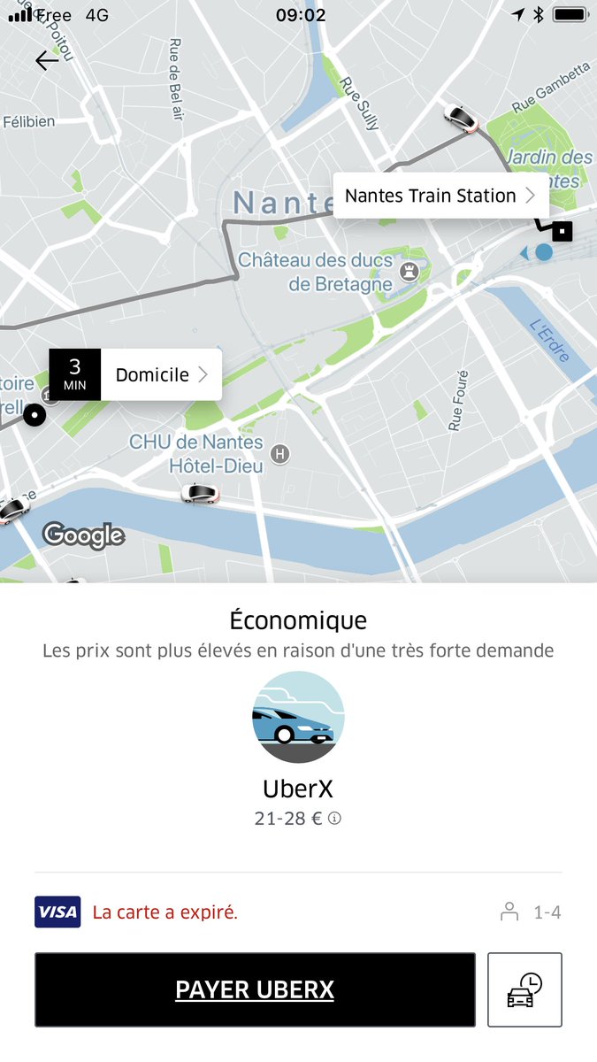Margaux_Kalma's tweet photo. @UberFR @Uber 3 minutes de trajet entre 21 et 28 € heureusement que c’est « Économique » a ce prix là il vaut mieux un bon taxi !!!! https://t.co/aeBqX9lwIJ