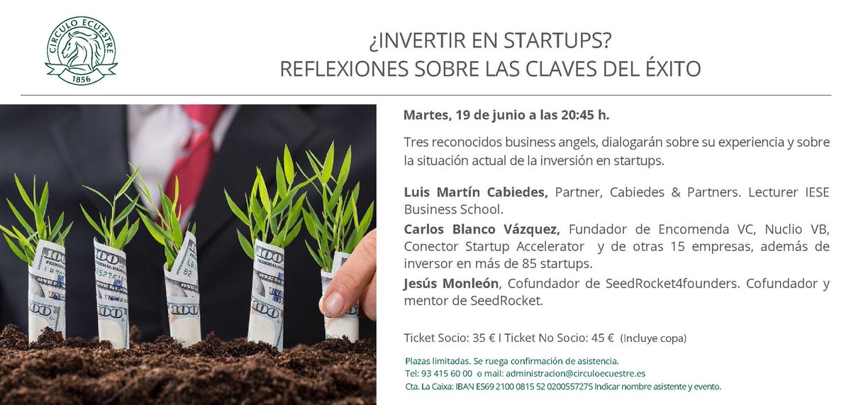 dani_visa's tweet image. @luismcabiedes @carlosblanco y @jemonleon compartiendo en @Circuloecuestre su experiencia y reflexiones sobre las claves del éxito de la #inversion en #startups #cetalks #debate #emprendedores #inversiones