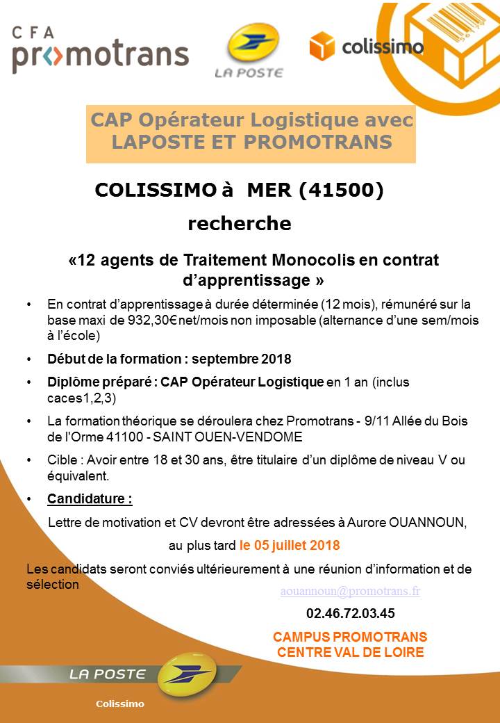 CfaPromotrans's tweet photo. Nouvelle offre d'apprentissage à pourvoir pour un CAP OPERATEUR LOGISTIQUE 

Nous attendons vos candidatures !!! https://t.co/ryAMO3COpL