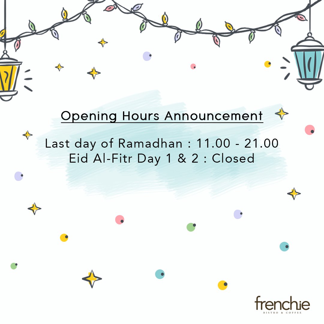 frenchie_id's tweet photo. Selamat hari raya Idul Fitri 1439H. Minal aidin wal faidzin - Mohon maaf lahir &amp; batin. 

Selamat liburan :)

#brunch #frenchie #food #instafood #jakartarestaurant #frenchfood #tebet https://t.co/whOeF8BYda