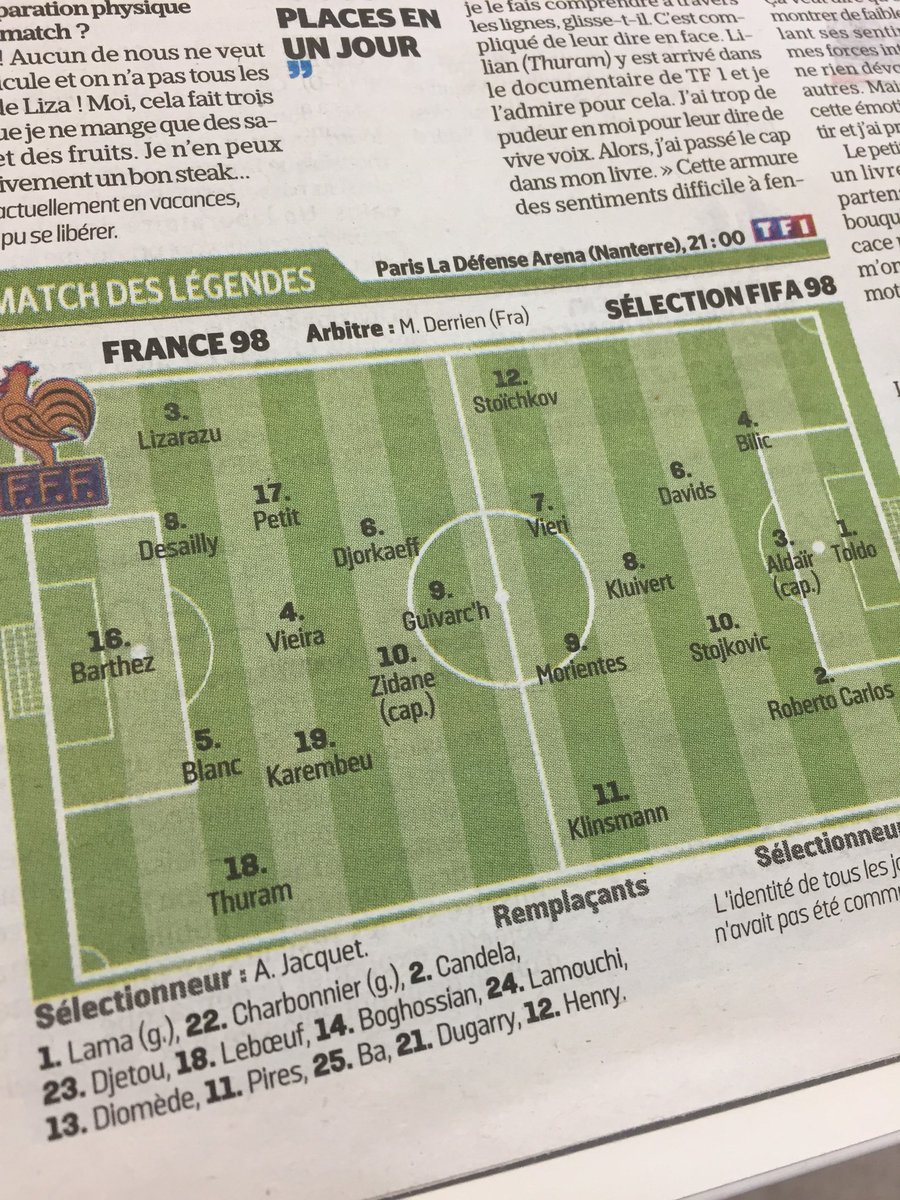 flo_bouquier's tweet photo. Ce soir je ne suis là pour personne! ⚽️ #matchdeslegendes #France98 https://t.co/s5wpmyzp8D