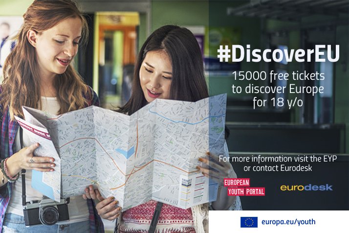 Les candidatures pour #DiscoverEU sont ouvertes ! Posez la vôtre sur bit.ly/2t0sWfP 😁
