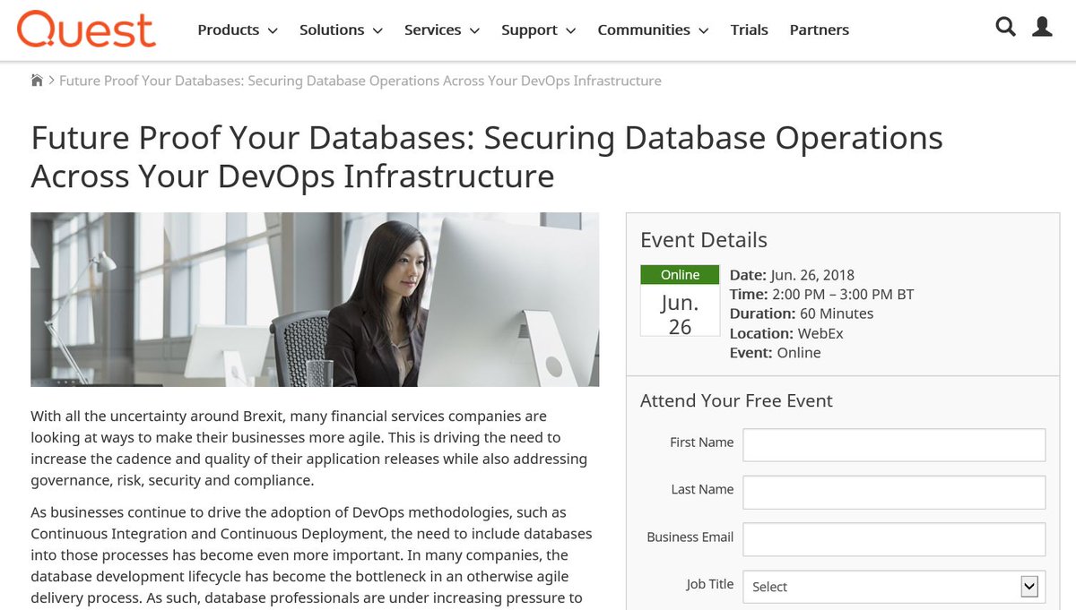 Quest_EMEA's tweet image. New expert webcast! Get agile with end-to-end #DevOps with @Quest. Sign up for this webcast today ow.ly/5XvX30krsFg