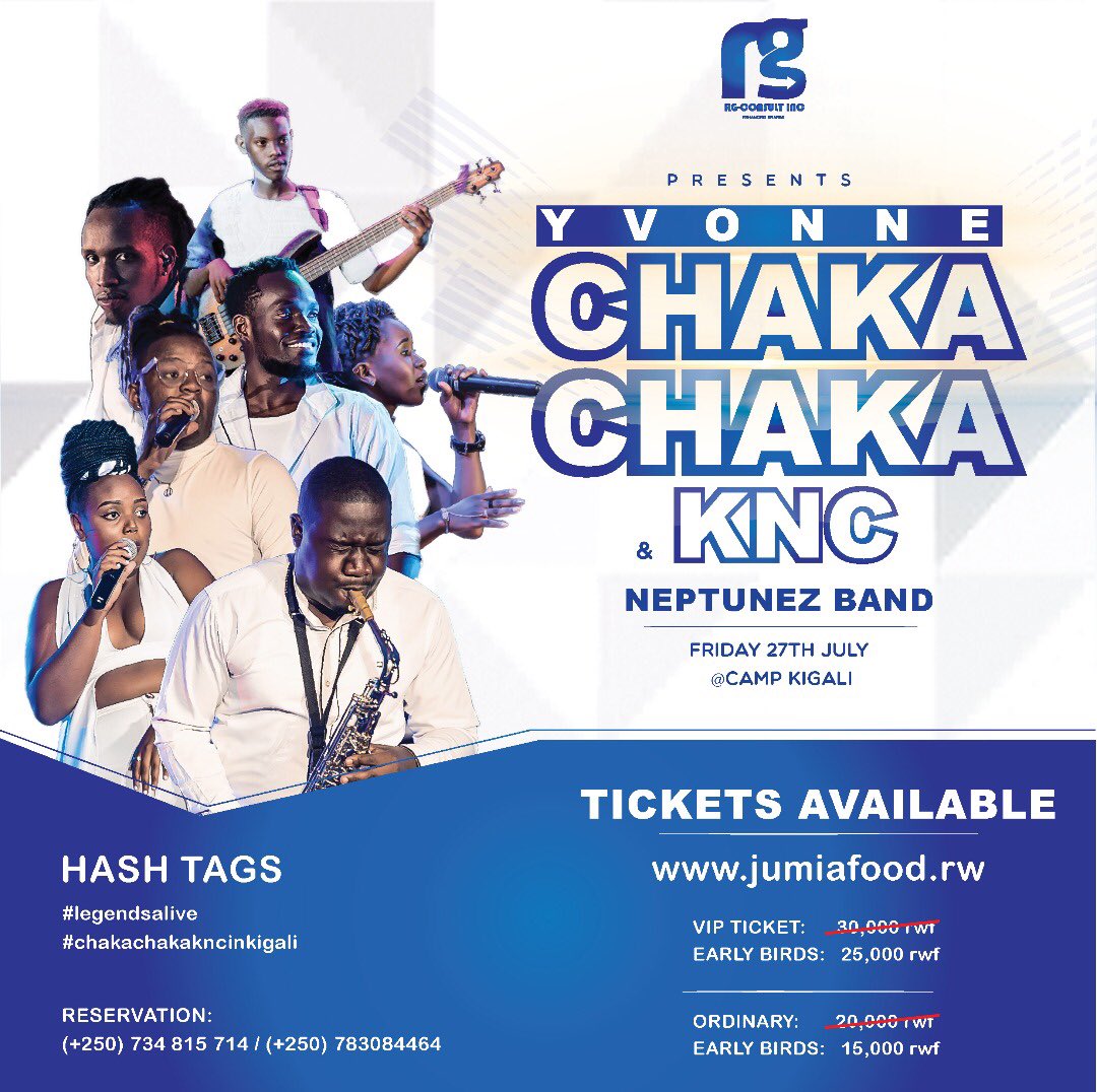 Patycope's tweet photo. @Rgconsultinc presents #LegendsLiveConcert with KNC and @YvonneChakaX2 (all the way from South Africa ) HitMaker alongside @NeptunezBand on 27th July 2018 at Camp Kigali Tent, be there or be Square
#RwOT
Buy your early birds tickets on discount https://t.co/eCzDs1tJL2