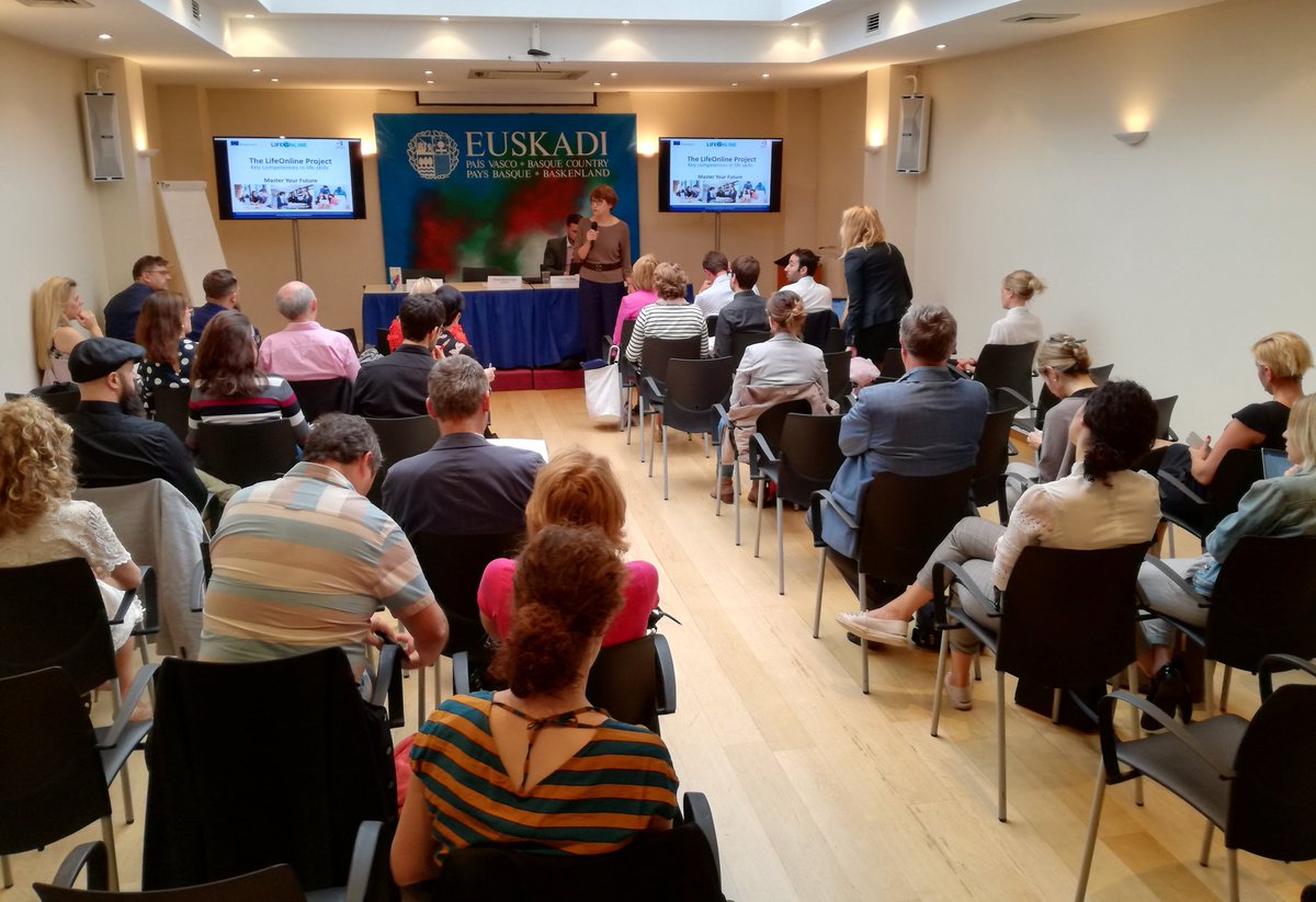 Full room at <a href="/LifeOnline2015/">Life Online</a> final conference. Thanks a lot to Basque Country delegation to the EU for hosting &amp; welcoming us. As Marta Mart,  said collaboration among all the stakeholders &amp; policymakers is fundamental to tackle employability &amp; entrepreneurship