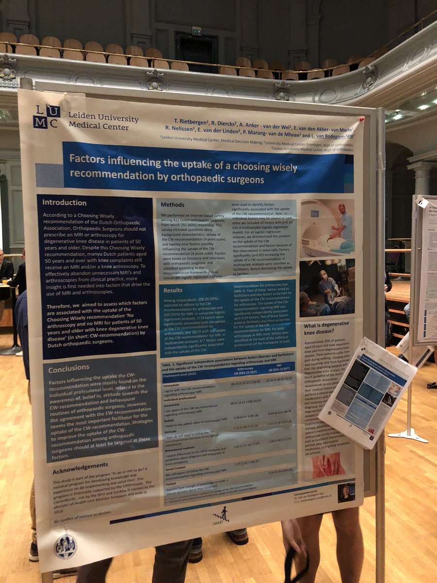 lvanbodegomvos's tweet photo. Presenting our research about factors influencing the uptake of a choosing wisely recommendation among orthopaedic surgeons #ESMDM2018 @bds_lumc #ChoosingWisely https://t.co/vaqNehfmU6