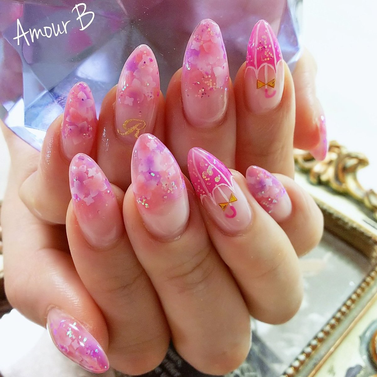 傘フレンチネイル 傘フレンチネイル
