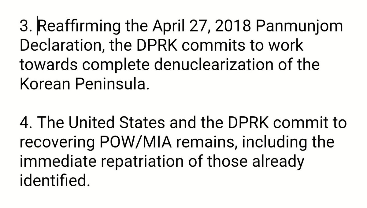 AbkaFitzHenley's tweet photo. BREAKING: US President @realDonaldTrump &amp; North Korean Leader #KimJohnUn have signed an agreement to "work toward complete denuclearization of the Korean Peninsula". https://t.co/r8iWHs6mC1