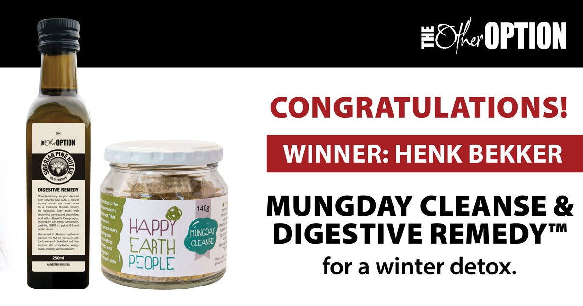 otheroptionSA's tweet photo. Congratulations to Our Winter Detox competition winner: Henk Bekker - "WOW!!! That is GREAT news." #TakeTheOtherOption #WinterDetox https://t.co/QMDdqV7Kjz