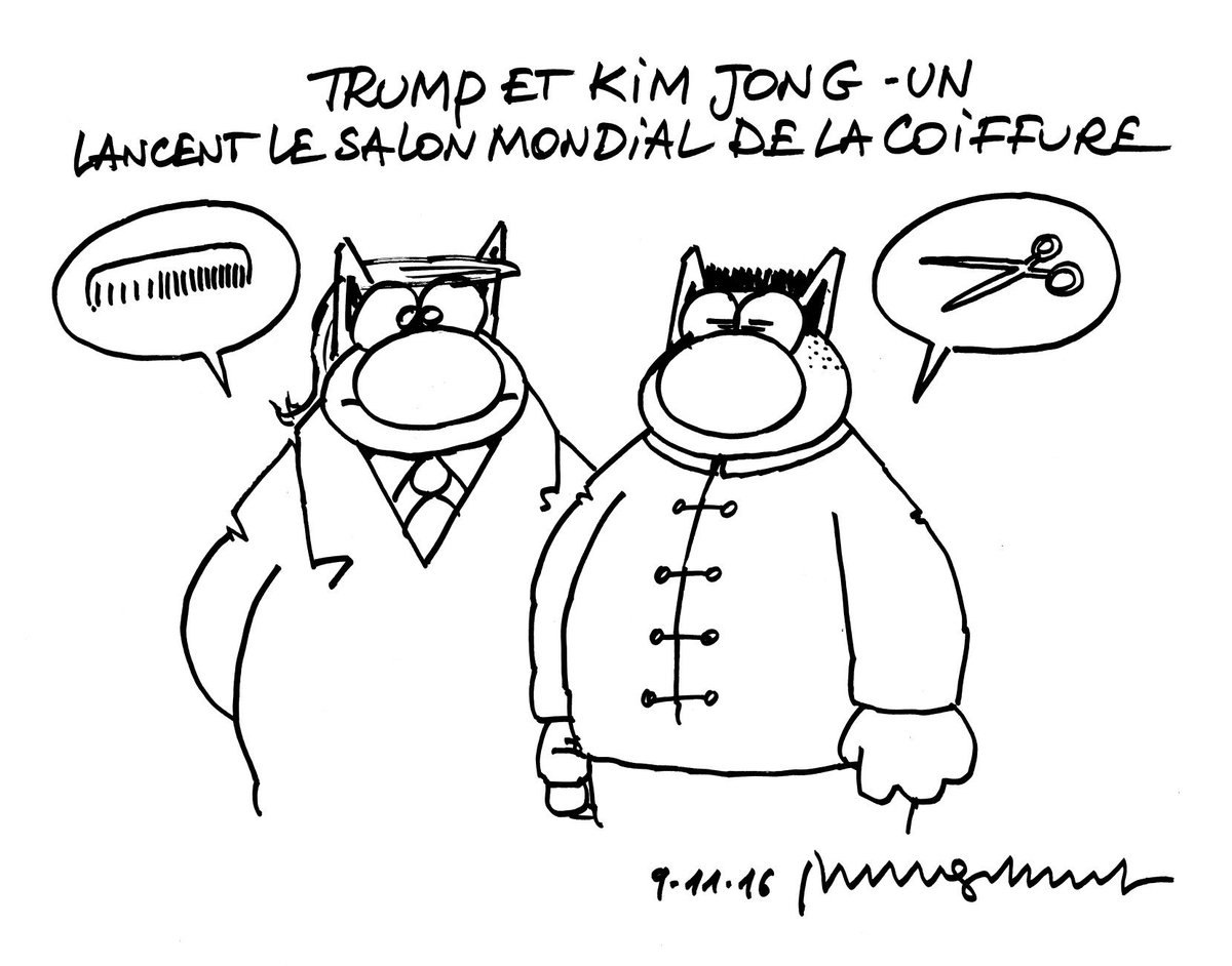 Vandaag de historische ontmoeting tussen de twee kapsels van de eeuw. #trumpandkim #Coiffure #Coiffureorg #lechat

Aujourd'hui c'est la rencontre historique des deux coiffures du siecle. #trumpandkim #Coiffure #Coiffureorg #lechat