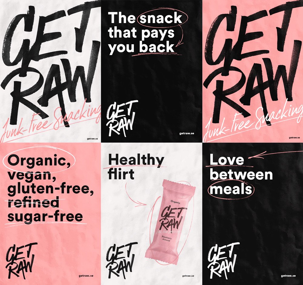 topthisdesign's tweet photo. SNASK are at it again. Very lovely #logo and #packaging for healthfood snack brand Get Raw. https://t.co/nW3Jc1Rphn https://t.co/tyKlzO6U1H