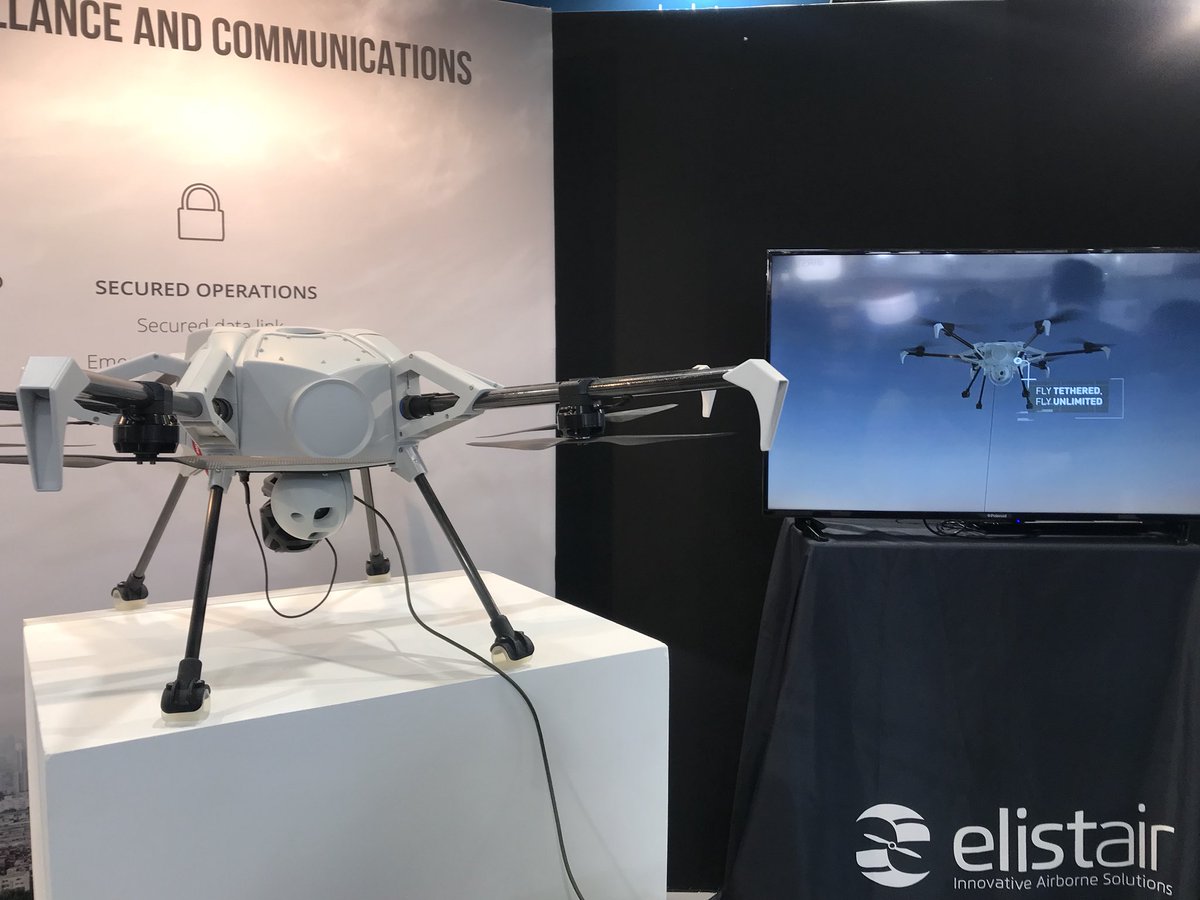 ContactMerio's tweet photo. Retrouvez la tourelle TEMIS XL sur le drone filaire ORION pour la surveillance et les communications d’Elistair - #Eurosatory2018 https://t.co/xbrNpR8vZK