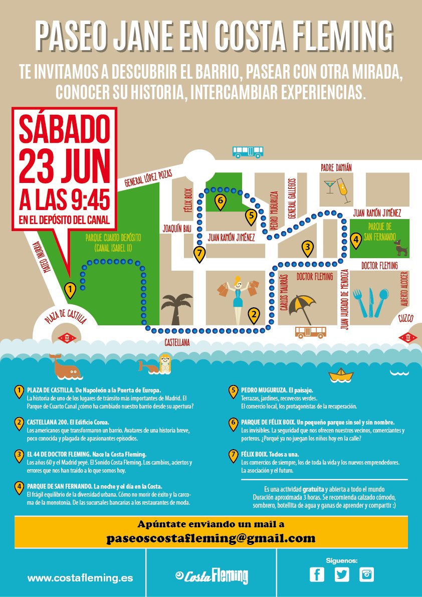costa_fleming's tweet photo. El sábado 23 de junio @janeswalk en Costa Fleming. Apúntate en https://t.co/6WtQwD9P7o #gratis #planes #paseojane #urbanismo #Historia #vecinos #Madrid https://t.co/LFlLvvzaBj