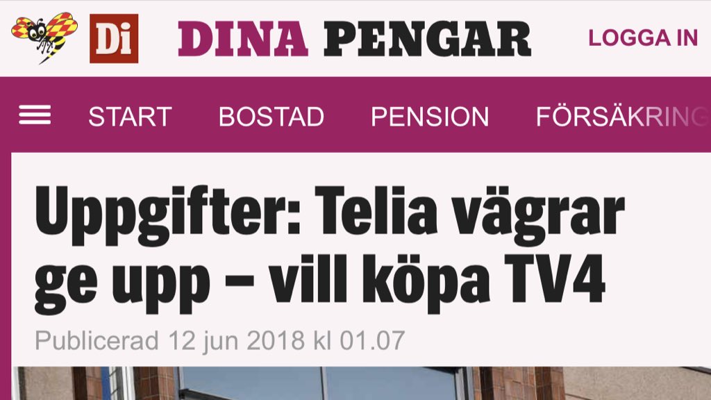 BenjaminDousa's tweet photo. Om Telia går vidare med köpet av TV4 måste nästa regeringen sälja statens andel av bolaget. 

Staten kan inte både styra SVT och ha inflytande över TV4. https://t.co/jTCiVFpRhE
