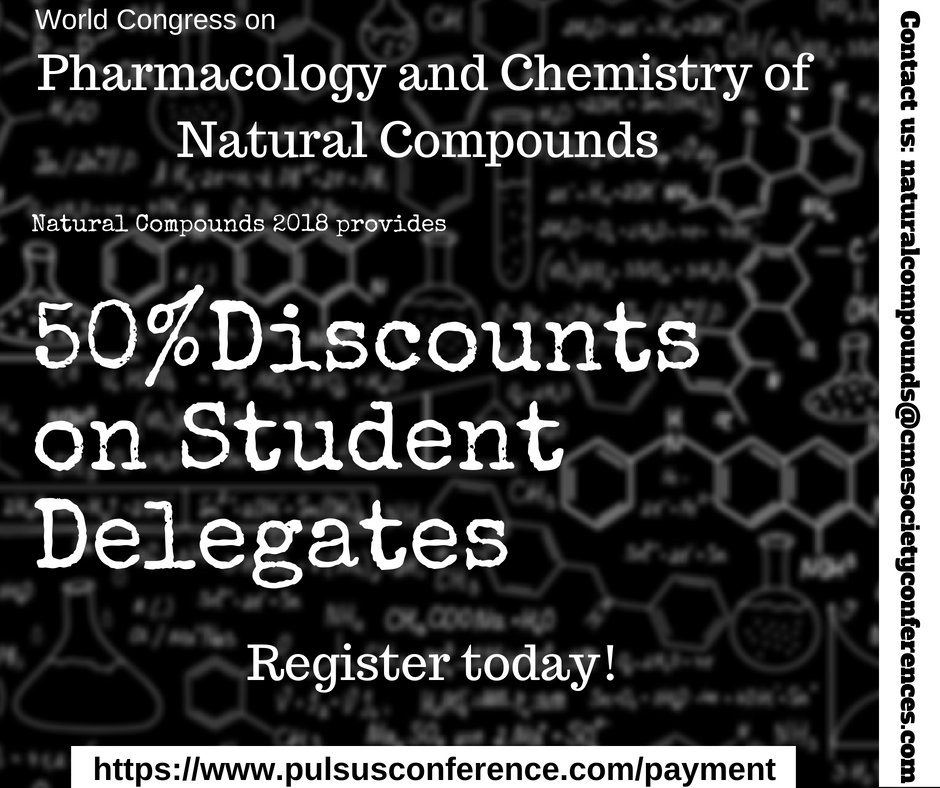 natcompound2018's tweet photo. #Naturalcompounds2018 providing #discounts on #StudentDelegateregsitration contactus for more information #naturalcompounds@cmesocietyconferences.com
https://t.co/JGyPBMnWA1
Register here: https://t.co/yBjltQYZIc
@Pulsusmeetings =@plus91 @tabeeby_kw @eventbrite @HolidayInnMLV https://t.co/iMT4LOfrTv