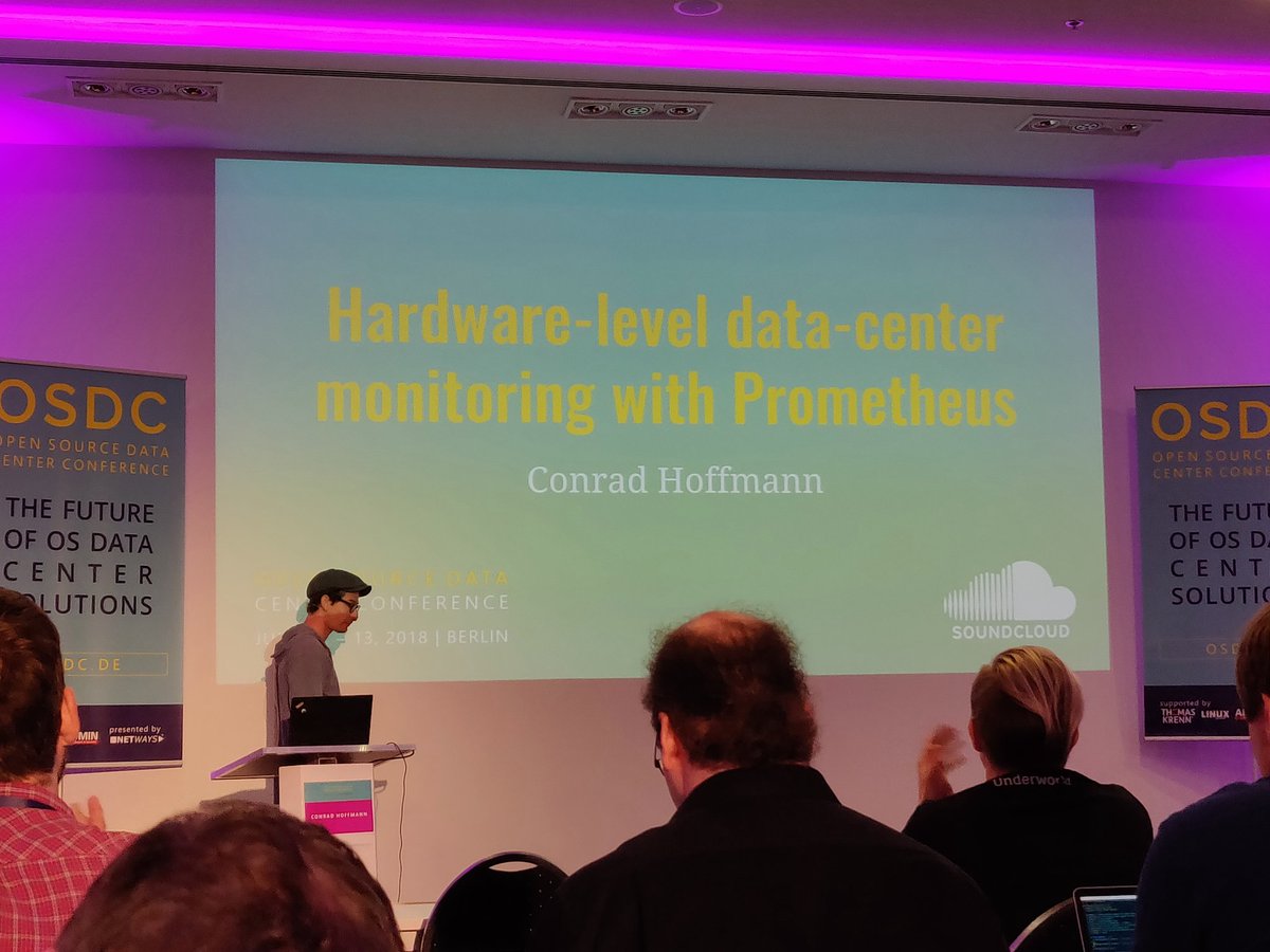 BastelsBlog's tweet image. Conrad Hoffman talking about @PrometheusIO at #osdc
