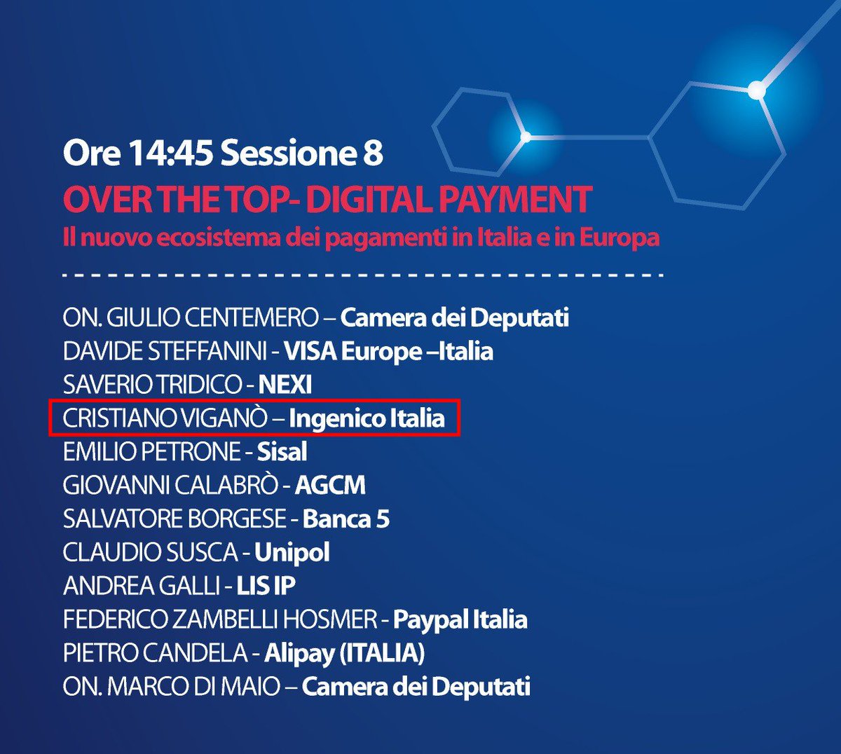 TempestaLinda's tweet photo. Cristiano Viganò, Managing Director di Ingenico Italia, oggi è tra gli OverTheTop del Digital Payment al #digitalpaymentsummit - @ingenico https://t.co/zDqWEhrZSM