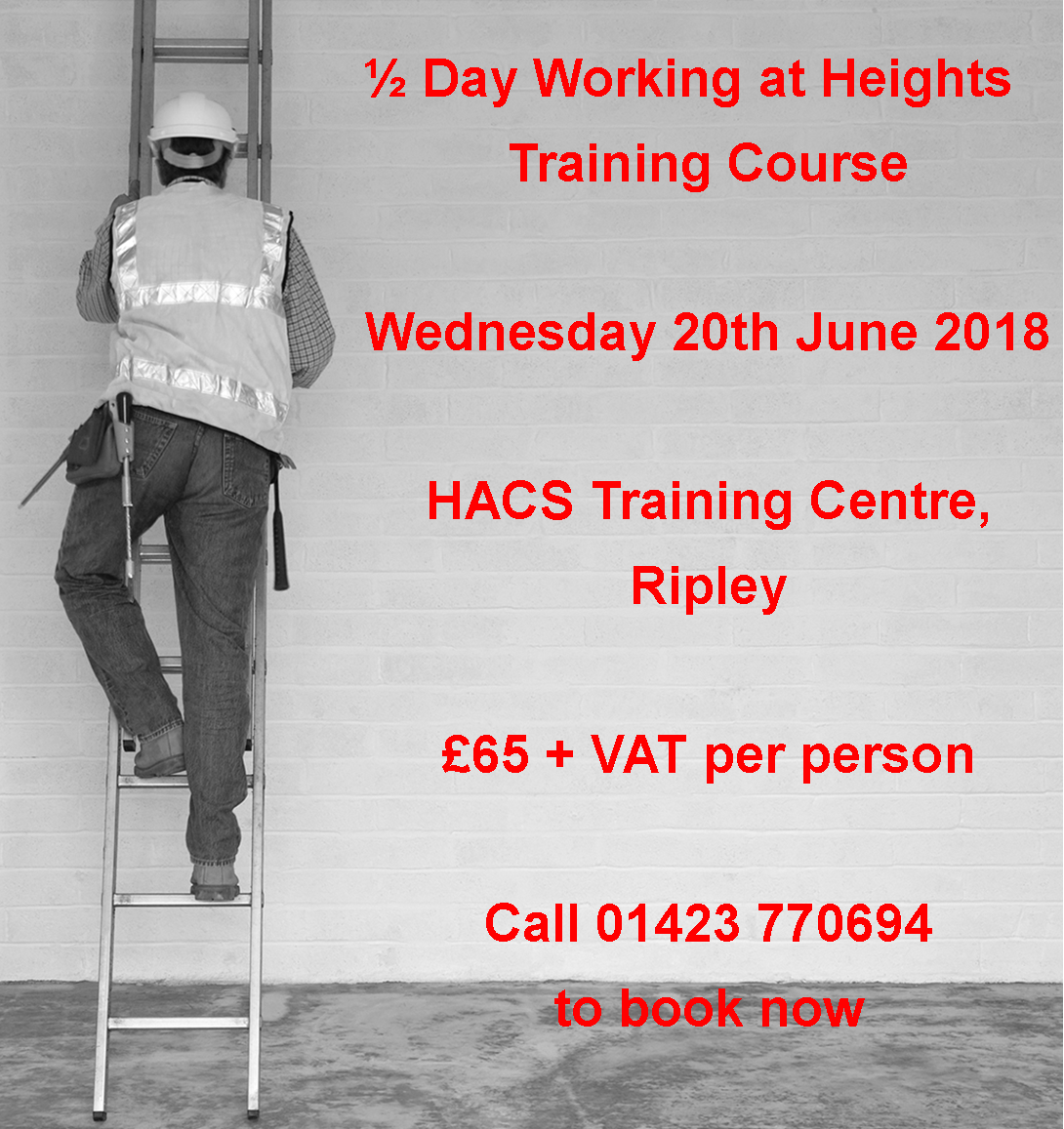 HACSGroup's tweet photo. Working at Heights correctly can save lives - book your place on the course via e-mail to Training@hacs.co.uk or call 01423 770694 #SafetyFirst #WorkingatHeights #YourConstructivePartners https://t.co/ML9vMwLgdf