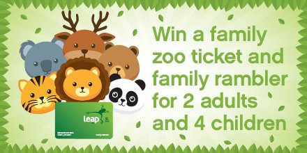 *Competition Time!* We have a family zoo ticket for 2 adults and 4 children to Dublin Zoo and a family rambler to help you get there to giveaway! To enter RT with #DBFreebie