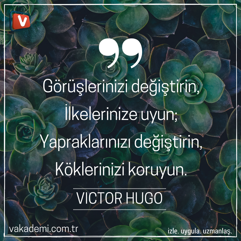 Görüşlerinizi değiştirin, ilkelerinize uyun; yapraklarınızı değiştirin, köklerinizi koruyun. Victor Hugo

izle.
uygula.
uzmanlaş.

#egt #uzaktaneğitim #onlineeğitim #kişiselgelişim #motivasyon #gününsözü