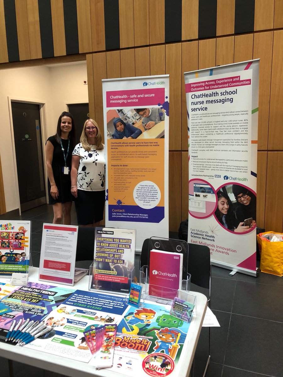 ChatHealthNHS's tweet photo. If you’re at the #SAPHNA2018 conference today and want to know more about #ChatHealthNHS in#SchoolNursing come on over and speak to our lovely @carolinerpalmer and @juliejones45 https://t.co/acW5HJtRxc