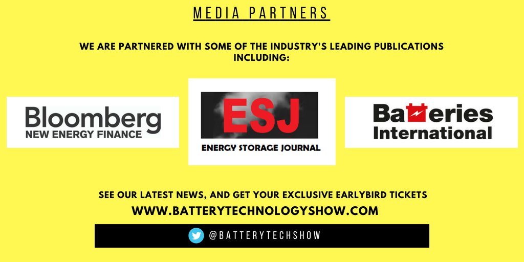 We are proud to have the support of some of the Industry's leading trade publications, including <a href="/Bat_Intl/">Batteries Intl</a>, Energy Storage Journal and <a href="/BloombergNEF/">BloombergNEF</a>. To view the rest of our Media Partners, along with our latest news, visit batterytechnologyshow.com 🔋⚡️