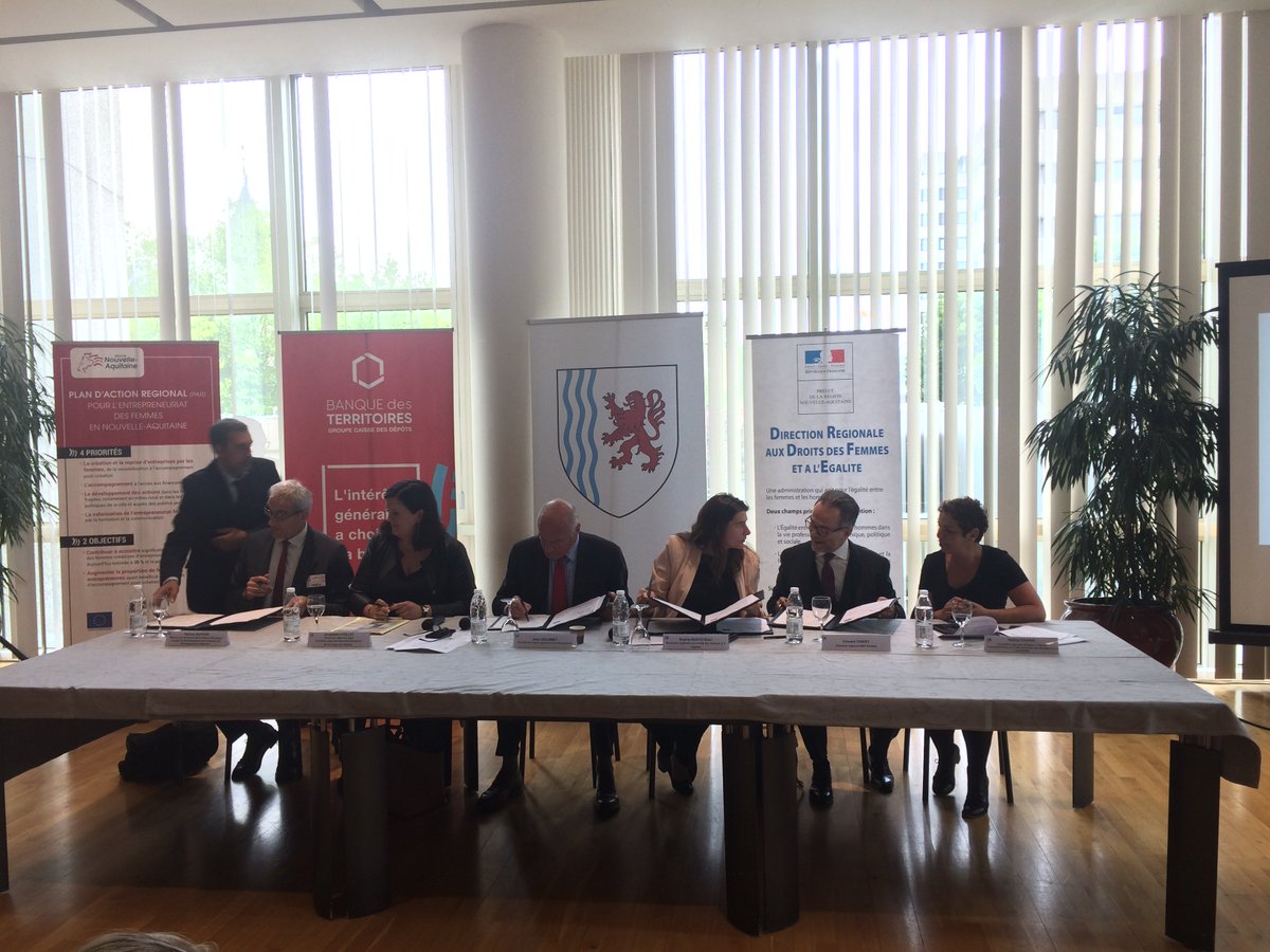 Signature  du Plan d’Action Régional pour l’Entrepreneuriat des #Femmes : avec  l’Etat <a href="/PrefAquitaine33/">Préfet Nouvelle-Aquitaine et Gironde</a>, la Caisse des Dépôts @CDC_infos, <a href="/BNPParibas/">BNP Paribas Group</a>,  <a href="/Caisse_Epargne/">Caisse d'Epargne</a> et les associations de cheffes d’entreprises, la  <a href="/NvelleAquitaine/">Nouvelle-Aquitaine</a> s’engage ! #RéaliserlEgalité
