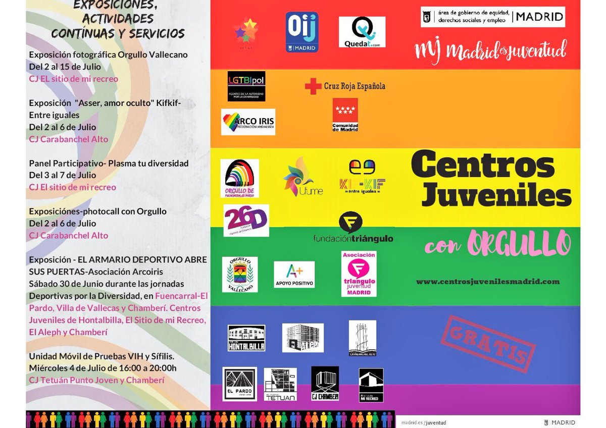 PADJoven_'s tweet photo. El próximo 28 de junio es el #DíaMundialDelOrgulloLGTBI y los Centros Juveniles de @MADRID ya tienen preparadas sus actividades... ¡ORGULLOS@S! 💜💜💜 https://t.co/wZmzezOjuK