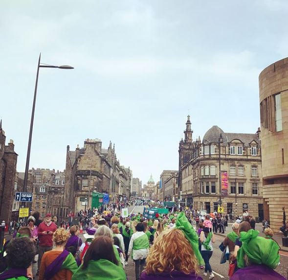 emc_scotland's tweet photo. Well done Sheona from @MediaCom_EDI who joined the march in Edinburgh to mark the suffrage centenary. Along with other MediaComers she followed in the footsteps of Scottish suffragettes, who marched along the smae route in 1909. #suffragettemarch https://t.co/P2QQu8PmDA