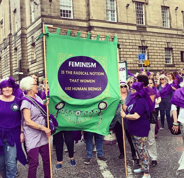 emc_scotland's tweet photo. Well done Sheona from @MediaCom_EDI who joined the march in Edinburgh to mark the suffrage centenary. Along with other MediaComers she followed in the footsteps of Scottish suffragettes, who marched along the smae route in 1909. #suffragettemarch https://t.co/P2QQu8PmDA