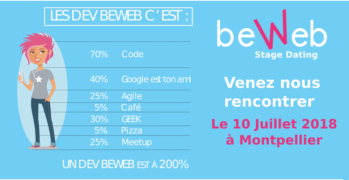 BeWeb_'s tweet photo. Vous cherchez un.e https://t.co/SU9zRfhX4e ? 

Nous vous donnons rendez-vous le mardi 10 Juillet à Montpellier. 

Pour vous inscrire : https://t.co/OeNr8HxQtB 

#PHP #StageDating #BeWeb #Numerique #Dev https://t.co/DX5m3BFiZz