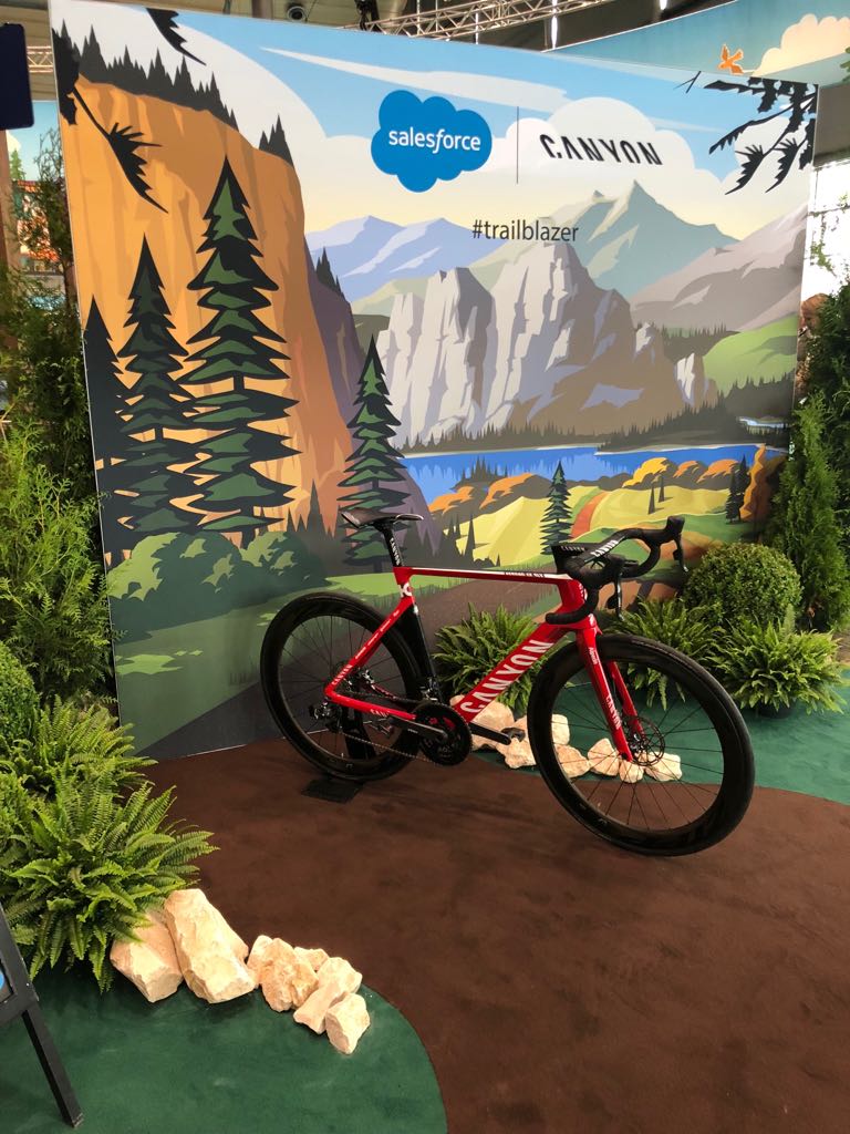 RoadGrandTours's tweet photo. RGT VR at #CEBIT18 with our friends from @canyon_bikes and @wahoofitness, all happening in Hall 9 with @salesforce #trailblazer . Cool bikes, Kickr Climb and RGT in VR, what's not to like! Drop by and say hi! https://t.co/SRu11fusGB