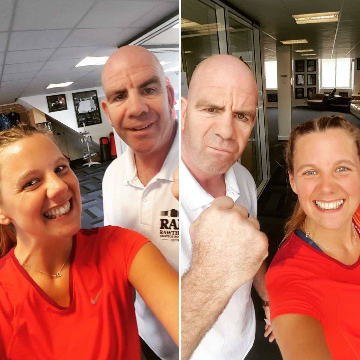 Carol__Wright's tweet photo. Before and After my first 1 on 1 session....Mark might not look that impressed but I thoroughly enjoyed it!! 😁 @rawthorpe my legs are no longer like jelly!! 😛 https://t.co/CILe8T4od9
