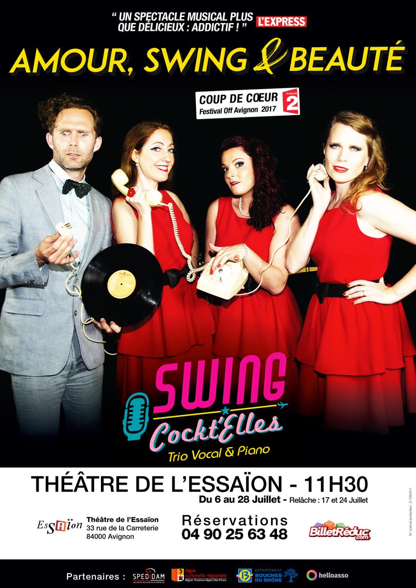 SwingCocktElles's tweet photo. Info presse, @SwingCocktElles présentent "Amour, Swing &amp; Beauté" à 11h30 du 6 au 28 juillet au @avignonleoff au @EssaionTheatre ! #OFF18 #spectaclevivant #festivaldavignon #presse #AvignonleOff Communiqué de presse https://t.co/HbUQypVWPH https://t.co/9kWzWR5vKB