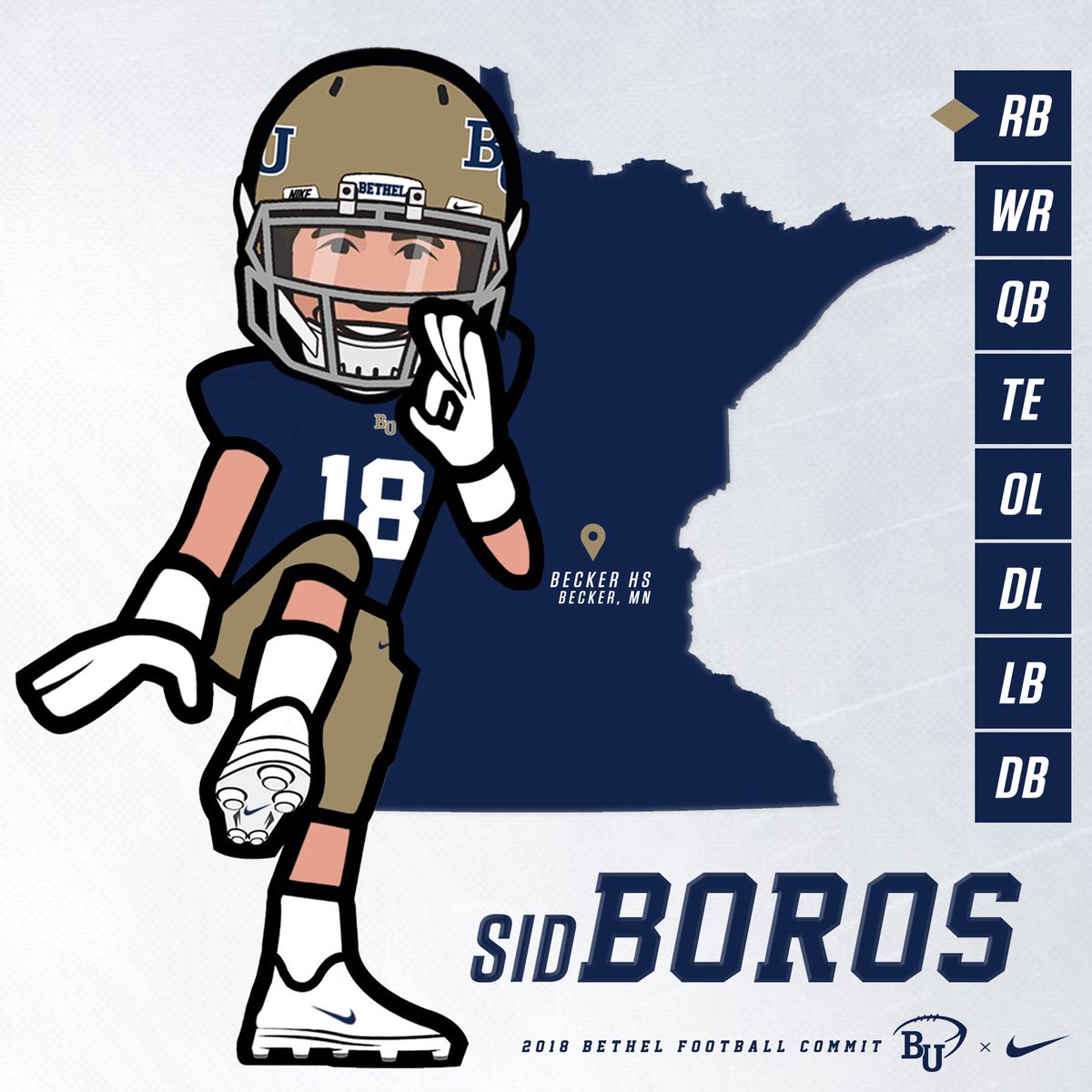 BethelRoyalsFB's tweet photo. Welcome RB Sid Boros out of Becker High School in MN! #BUFB18 https://t.co/4pBj1j9gdL